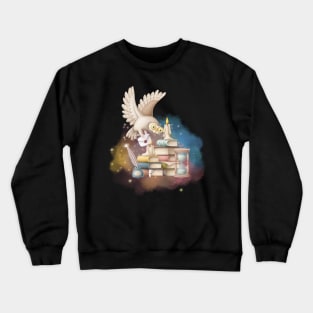 Magical wizard world with an owl Crewneck Sweatshirt